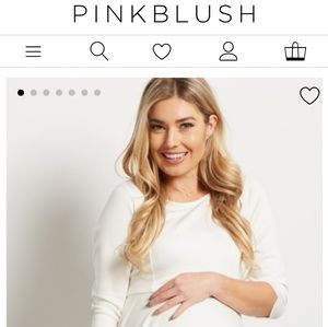 Ivory Solid Scalloped Hem Maternity Dress